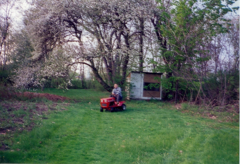 Dad testing out mower